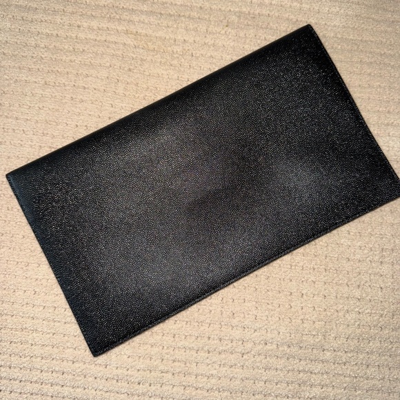 YSL Black Uptown Clutch with Gold Logo - Picture 7 of 8